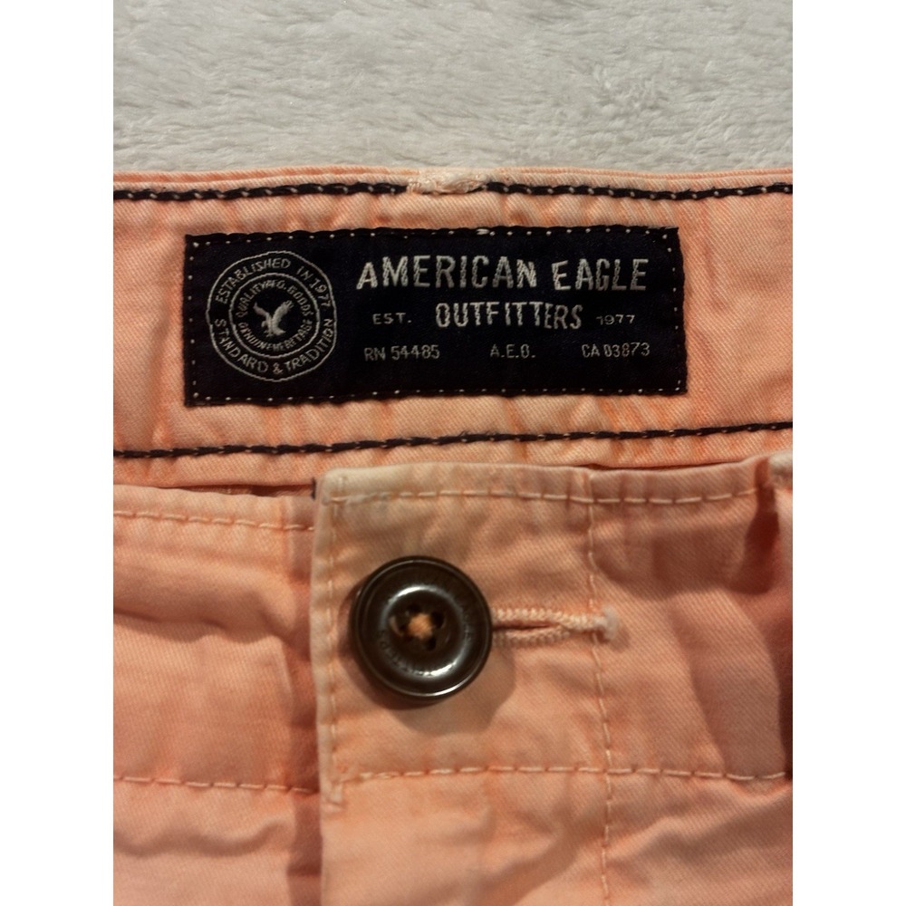 American Eagle Outfitters Mens 30 Shorts Prep Salmon Pink Flat Front Casual